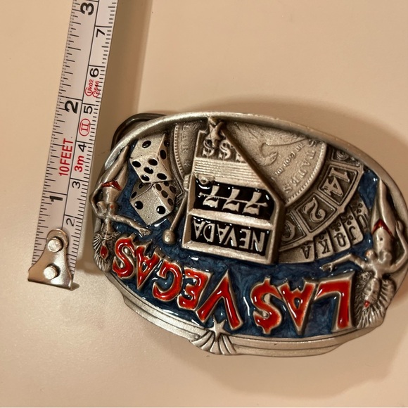 Vintage 1980's Las Vegas Heavy silver western trucker belt buckle made in USA - Picture 13 of 17